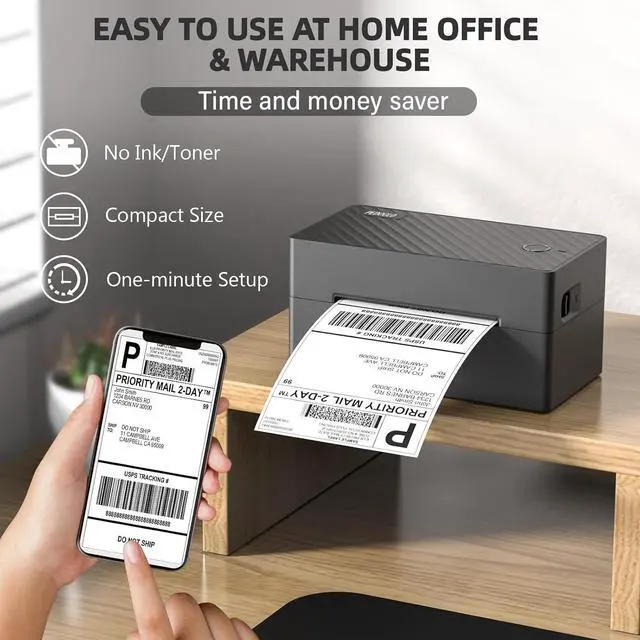 Alt view image 3 of 6 - Label Printer, 4x6 Shipping Label Thermal Printer for Packages, Bluetooth Conection and Compatible with Android. iPhone.Windows, Mac, Chromebook, Amazon, Ebay, UPS.USPS, FedEx, Shopify