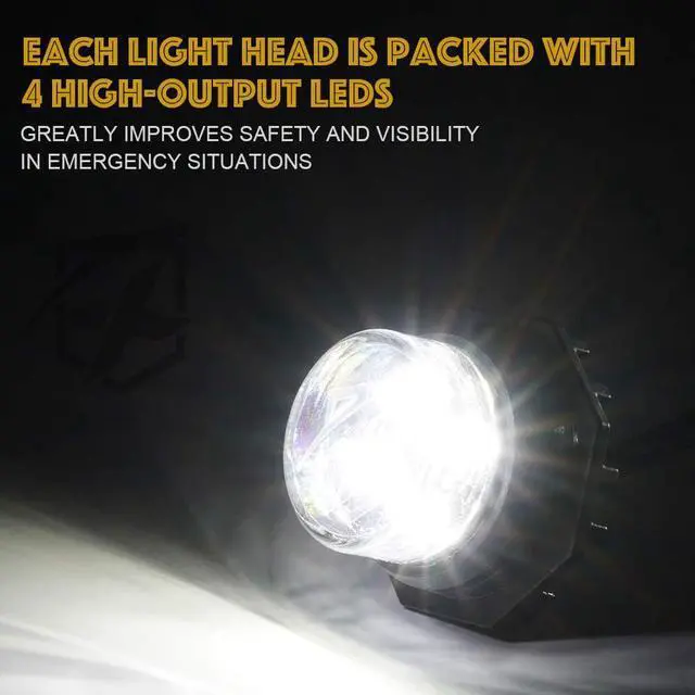 Alt view image 2 of 7 - 4PCS LED Hideaway Strobe Lights Kit - White, 20 Flash Modes, Control Panel Included, Ideal for Emergency Vehicles, Trucks, Cars, Headlights, Taillights & Fog Lights, Hazard Warning
