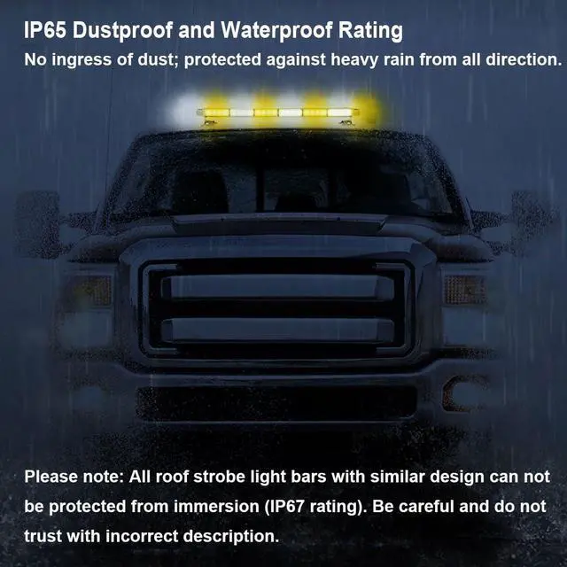 Alt view image 7 of 7 - Rooftop Safety Flashing 56 LED Amber White Emergency Light Bar with Controller for Construction Vehicles Tow Trucks Snow Plows, Strong Magnetic Strobe Beacon Lights