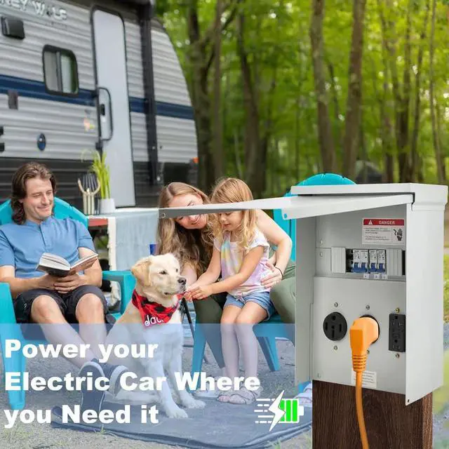 Alt view image 5 of 6 - Power Outlet Panel, with 20, 30, 50 Amp Receptacle Installed, Tocretoare Prewired RV Power Outlet Box, NEMA 3R Enclosed and Weatherproof, Fit for RV Camper Travel and Construction Sites