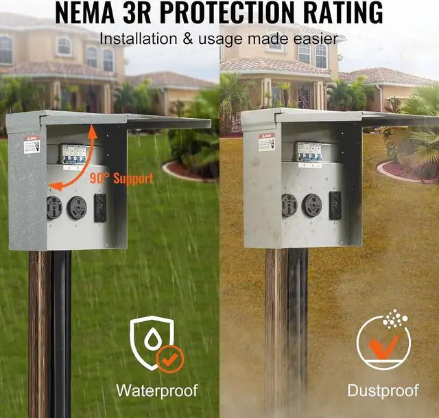 Alt view image 3 of 7 - Power Outlet Panel, Weatherproof RV Electrical Breaker Box with a 20/30/50 Amp Receptacle Installed, Prewired Circuit NEMA 14-50R/NEMA TT-30R / 20A GFCI for RV Camper Trailer Motorhome