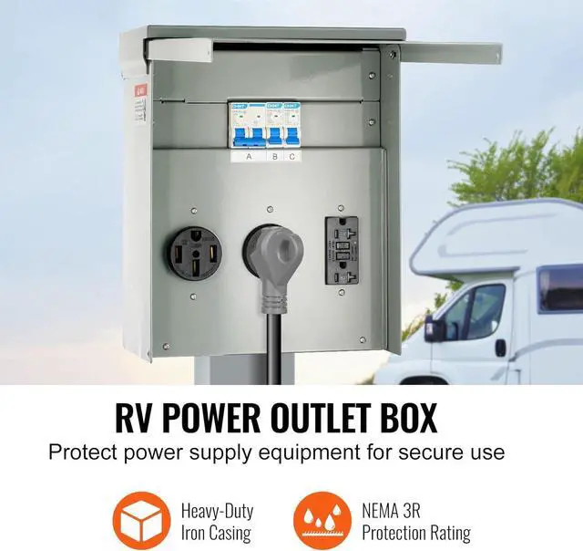 Alt view image 2 of 7 - Power Outlet Panel, Weatherproof RV Electrical Breaker Box with a 20/30/50 Amp Receptacle Installed, Prewired Circuit NEMA 14-50R/NEMA TT-30R / 20A GFCI for RV Camper Trailer Motorhome