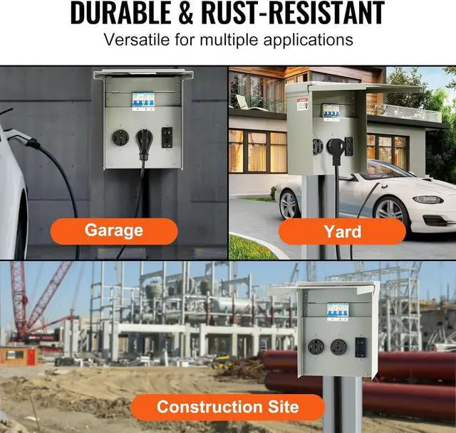 Alt view image 5 of 7 - Power Outlet Panel, Weatherproof RV Electrical Breaker Box with a 20/30/50 Amp Receptacle Installed, Prewired Circuit NEMA 14-50R/NEMA TT-30R / 20A GFCI for RV Camper Trailer Motorhome