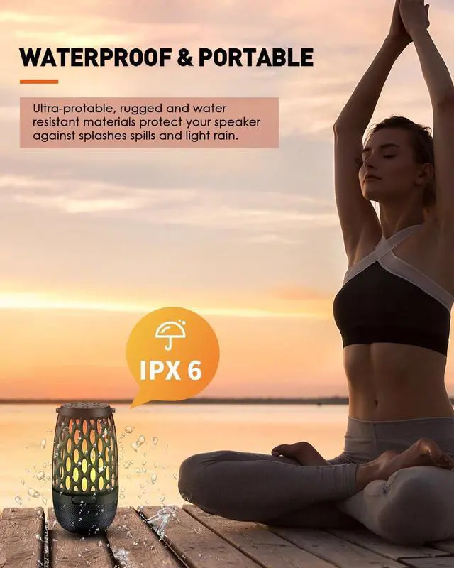 Alt view image 6 of 7 - 2 Pack Outdoor Bluetooth Speakers,Waterproof Speakers with Stake & Hook,Sync Up to 100 Speakers,Torch Lantern for Patio Pool Party,Gifts for Men