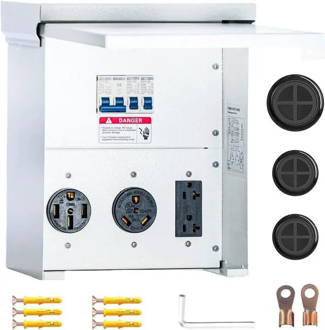 Main image of Power Outlet Panel,Rv Electrical Panel,50 30 20 amp rv Power Outlet Box,Prewired Unmetered, Weatherproof, for RV Camper Travel Trailer Motorhome