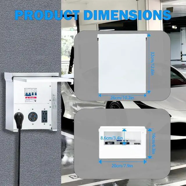 Alt view image 2 of 7 - Power Outlet Panel,Rv Electrical Panel,50 30 20 amp rv Power Outlet Box,Prewired Unmetered, Weatherproof, for RV Camper Travel Trailer Motorhome