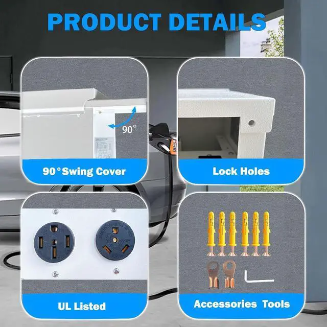 Alt view image 3 of 7 - Power Outlet Panel,Rv Electrical Panel,50 30 20 amp rv Power Outlet Box,Prewired Unmetered, Weatherproof, for RV Camper Travel Trailer Motorhome