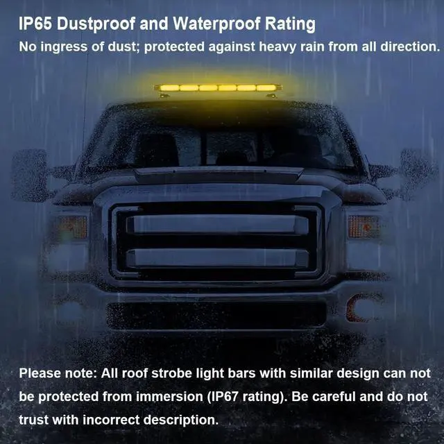 Alt view image 6 of 6 - Rooftop Safety Flashing 56 LED Amber Strobe Light Bar for Tow Trucks Construction Vehicles Snow Plows, Strong Magnetic Emergency Warning Beacon Lights