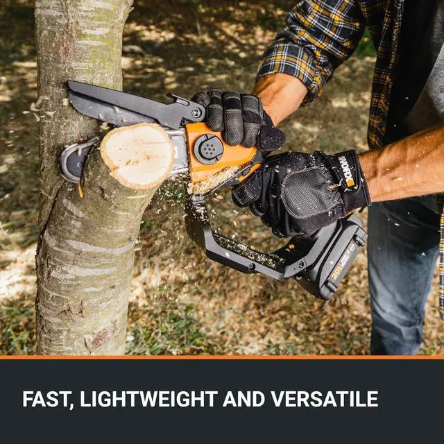 Alt view image 2 of 7 - 20V 5" Mini Cordless Chainsaw, 3.9 lbs, 22 ft/s Chain Speed, Power Share Battery, Upper & Hand Guard WG324 - Battery & Charger Included