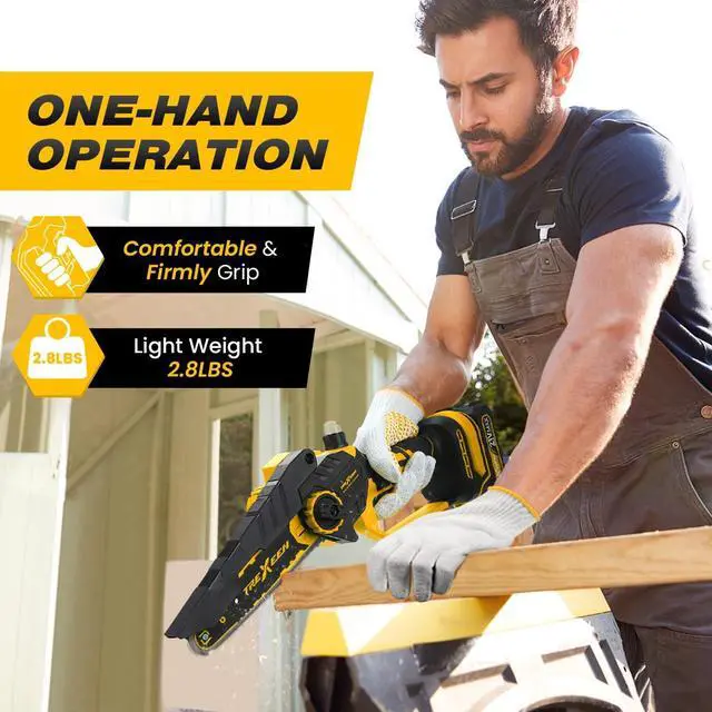 Alt view image 2 of 7 - Mini Chainsaw, 6-Inch Electric Chainsaw Cordless - 2024 Upgraded 900W Brushless Portable Handheld Small Chain Saw with Auto Chain Regulator & Auto Oiler for Wood Cutting/TreeTrimming/Courtyard Garden