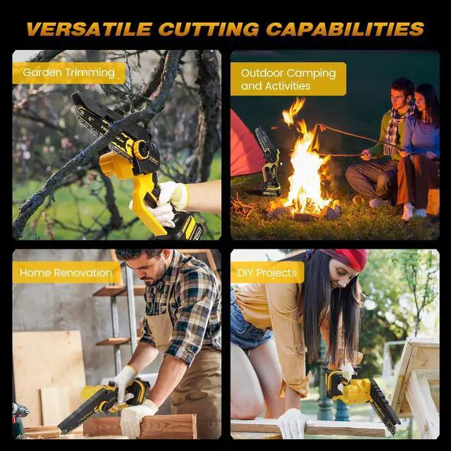 Alt view image 6 of 7 - Mini Chainsaw, 6-Inch Electric Chainsaw Cordless - 2024 Upgraded 900W Brushless Portable Handheld Small Chain Saw with Auto Chain Regulator & Auto Oiler for Wood Cutting/TreeTrimming/Courtyard Garden