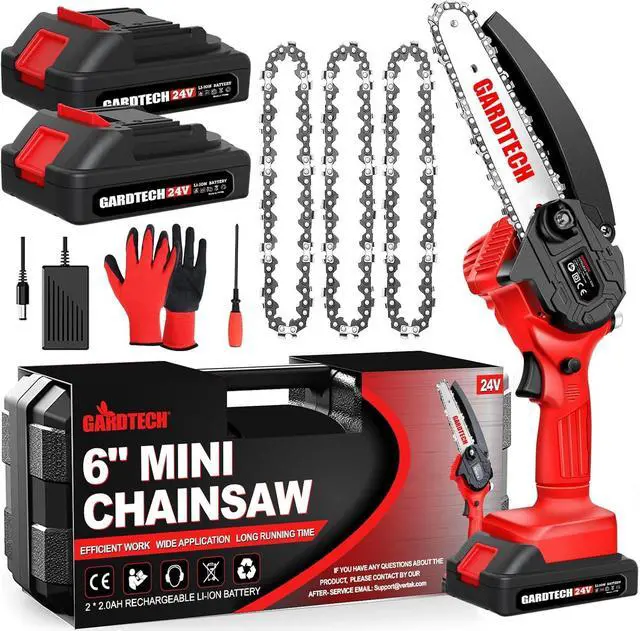 Main image of Mini Chainsaw 6 Inch, Gardtech Cordless Portable Electric Chain Saw Handheld Electric Chainsaws with 2023 Upgraded 4 Chains 2 Batteries Good for Olders, DIYer, Gardeners Continuously 2 Hours Work