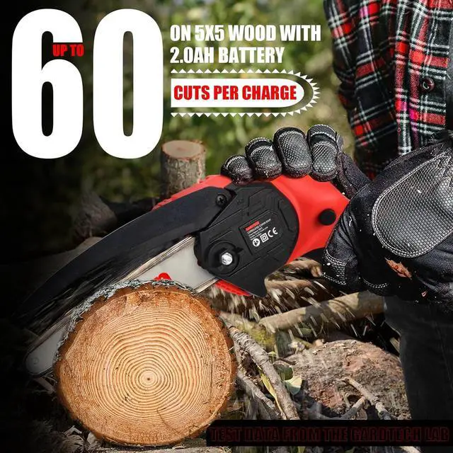 Alt view image 2 of 7 - Mini Chainsaw 6 Inch, Gardtech Cordless Portable Electric Chain Saw Handheld Electric Chainsaws with 2023 Upgraded 4 Chains 2 Batteries Good for Olders, DIYer, Gardeners Continuously 2 Hours Work