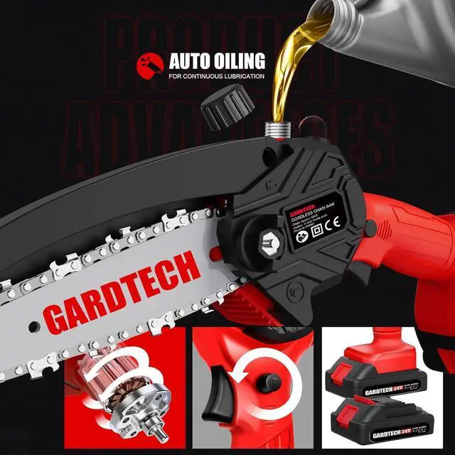 Alt view image 3 of 7 - Mini Chainsaw 6 Inch, Gardtech Cordless Portable Electric Chain Saw Handheld Electric Chainsaws with 2023 Upgraded 4 Chains 2 Batteries Good for Olders, DIYer, Gardeners Continuously 2 Hours Work