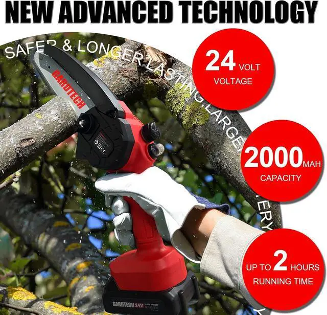 Alt view image 5 of 7 - Mini Chainsaw 6 Inch, Gardtech Cordless Portable Electric Chain Saw Handheld Electric Chainsaws with 2023 Upgraded 4 Chains 2 Batteries Good for Olders, DIYer, Gardeners Continuously 2 Hours Work