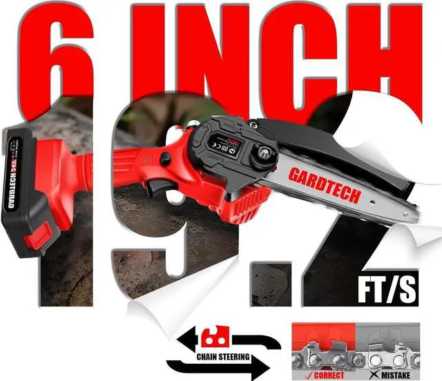 Alt view image 6 of 7 - Mini Chainsaw 6 Inch, Gardtech Cordless Portable Electric Chain Saw Handheld Electric Chainsaws with 2023 Upgraded 4 Chains 2 Batteries Good for Olders, DIYer, Gardeners Continuously 2 Hours Work