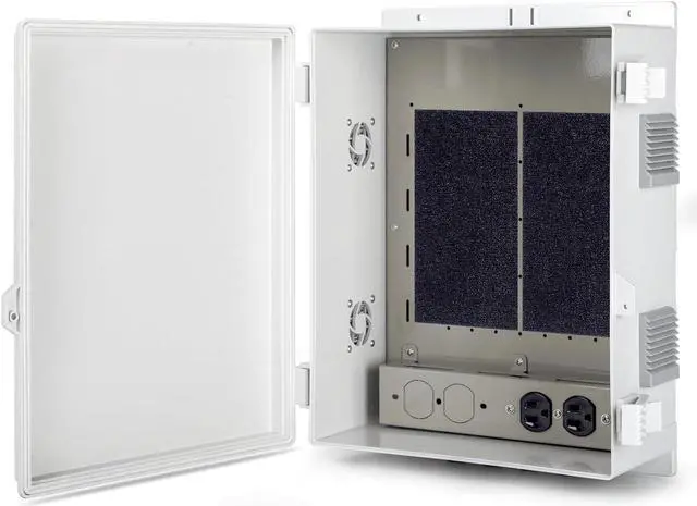 Main image of Outdoor Electrical Junction Box with High Power Outlet, 16"H* 12"L* 5.9"W, ABS Water Resistant Enclosure with Internal Mounting Panel & Hinged Cover.
