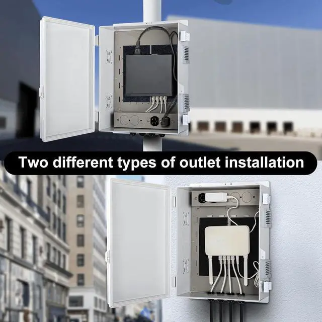 Alt view image 4 of 7 - Outdoor Electrical Junction Box with High Power Outlet, 16"H* 12"L* 5.9"W, ABS Water Resistant Enclosure with Internal Mounting Panel & Hinged Cover.