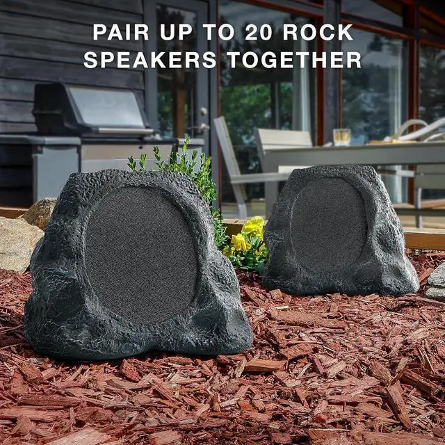 Alt view image 2 of 7 - Rock Speaker Connect, Granite, Wireless Outdoor Speaker with Bluetooth 5.3, 22-Hour Battery Life, with Solar Charging, Link Up to 20 Rock Speakers, IP65 Water & Dust Resistant Speaker