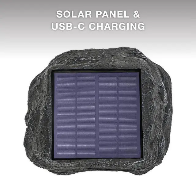Alt view image 4 of 7 - Rock Speaker Connect, Granite, Wireless Outdoor Speaker with Bluetooth 5.3, 22-Hour Battery Life, with Solar Charging, Link Up to 20 Rock Speakers, IP65 Water & Dust Resistant Speaker