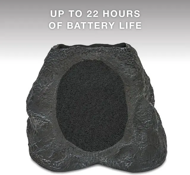 Alt view image 3 of 7 - Rock Speaker Connect, Granite, Wireless Outdoor Speaker with Bluetooth 5.3, 22-Hour Battery Life, with Solar Charging, Link Up to 20 Rock Speakers, IP65 Water & Dust Resistant Speaker