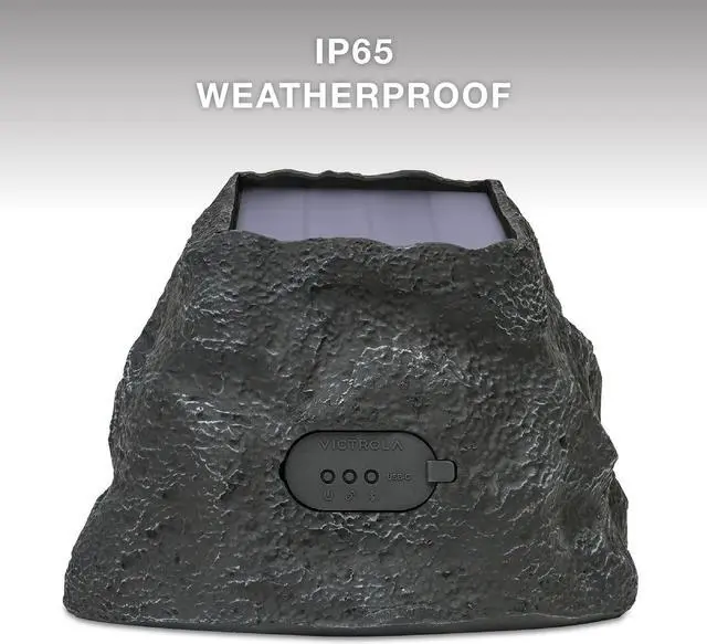 Alt view image 6 of 7 - Rock Speaker Connect, Granite, Wireless Outdoor Speaker with Bluetooth 5.3, 22-Hour Battery Life, with Solar Charging, Link Up to 20 Rock Speakers, IP65 Water & Dust Resistant Speaker