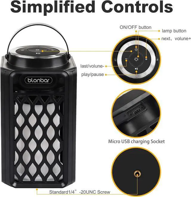 Alt view image 6 of 7 - 2pcs Led Flame Speaker,Outdoor Bluetooth Speaker with Torch Atmosphere,10W Outdoor Portable Stereo Speaker,IP65 Waterproof Torch Lights for Patio Home Decor, for Men Women Dads Moms