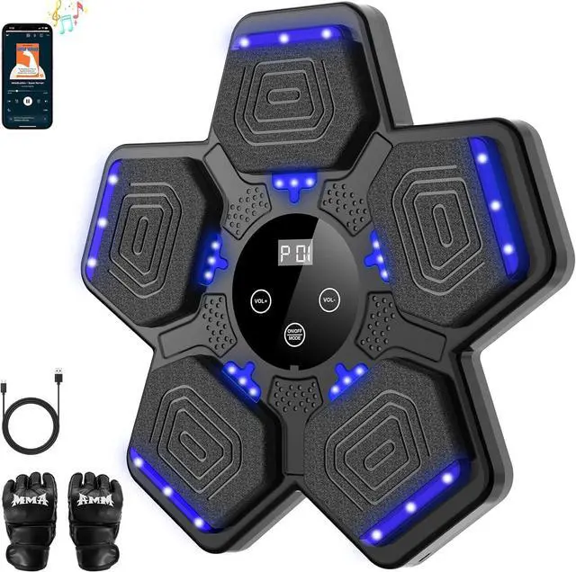 Main image of Music Boxing Machine with Boxing Gloves 2024, Wall Mounted Boxing Machine with LED, Music Boxing Target Bluetooth Workout Punching Equipment for All Age(Upgrade)
