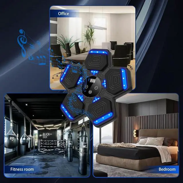 Alt view image 4 of 6 - Music Boxing Machine with Boxing Gloves 2024, Wall Mounted Boxing Machine with LED, Music Boxing Target Bluetooth Workout Punching Equipment for All Age(Upgrade)