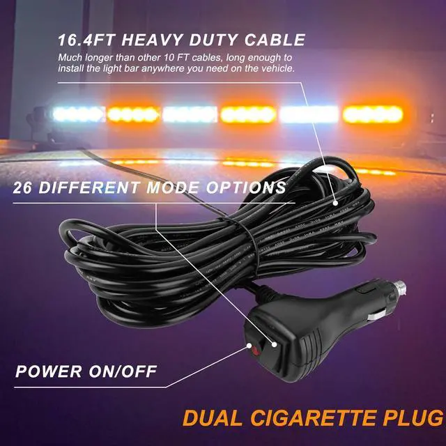 Alt view image 6 of 6 - 54 LED Strobe Light Bar Double Side Flashing High Intensity Emergency Warning Flash Strobe Light with Magnetic Base for Safety Construction Vehicles Tow Trucks Pickup (Amber/White)