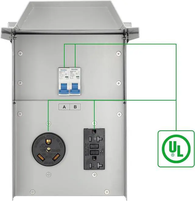 Alt view image 2 of 7 - Power Outlet Panel, RV Panel Outlet with a 20, 30 Amp Receptacle Installed, Prewired, Weatherproof