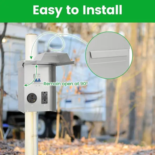 Alt view image 4 of 7 - Power Outlet Panel, RV Panel Outlet with a 20, 30 Amp Receptacle Installed, Prewired, Weatherproof