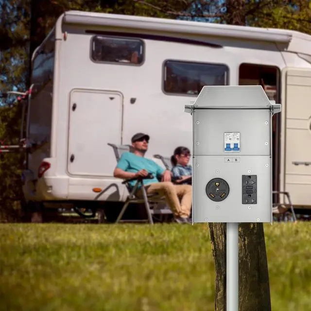 Alt view image 7 of 7 - Power Outlet Panel, RV Panel Outlet with a 20, 30 Amp Receptacle Installed, Prewired, Weatherproof