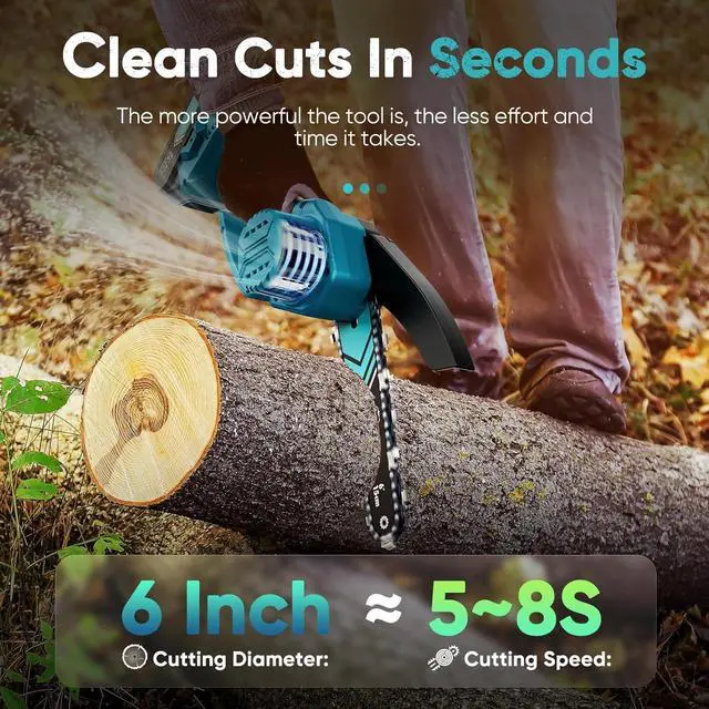 Alt view image 4 of 7 - 6-Inch Chain Saw, 2 Pack 2000mAh Batteries, Seniors FriendlyPortable Handheld Chainsaw, Mini Chainsaw Cordless for Wood Cutting Tree Trimming DIY Projects Gardening Camping