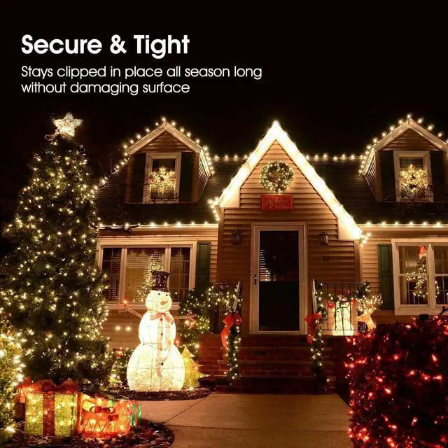 Alt view image 7 of 7 - C9 68Ft Led Christmas String Lights 100 LED with Quick Clips Outdoor Waterproof Strawberry Lights, Commercial Grade Extendable for Indoor Outside Roofline Patio Home Xmas Decoration, Warm White