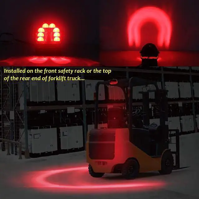 Alt view image 3 of 7 - [2 Pack Forklift Safety Light Red Arc LED Warning Light Warehouse Pedestrian Warning Arch Zone Spotlight 20W DC10-80V for Truck Security Indicator Spotlight Brightness (New)