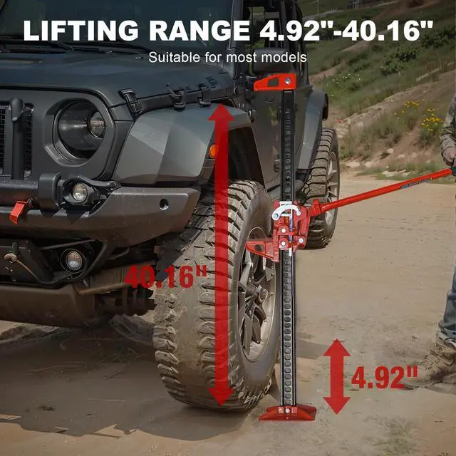 Alt view image 2 of 7 - TR6501B Torin 48" Ratcheting Off Road Utility Farm Jack, 3 Ton (6,000 lb) Capacity, Red