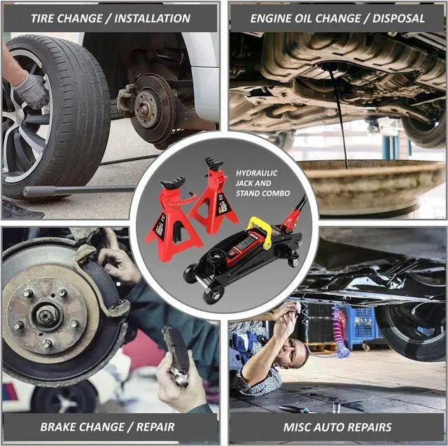 Alt view image 5 of 6 - TOOLS-00280 Low Profile Hydraulic Trolley Service/Floor Jack Combo with 2 Ratchet Jack Stands, 2 Ton (4000 lbs) Capacity