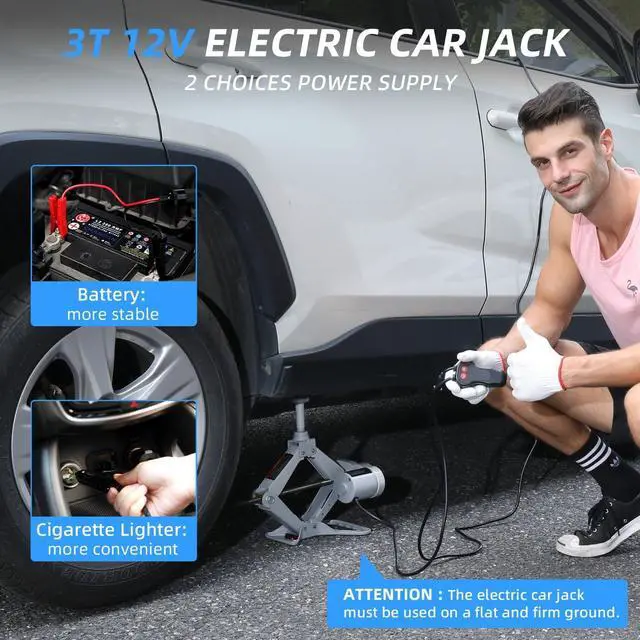 Alt view image 4 of 5 - Electric Car Jack Car Floor Jack 3 Ton All-in-one Automatic 12v Scissor Lift Jack Car Repair Tool for Sedans and SUV