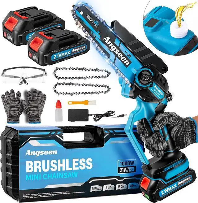 Main image of Mini Chainsaw 6 Inch,1000W Brushless Motor Electric Chainsaw Cordless with 4000mAh Batteries & Auto Oiler-System, Small Chainsaw Battery Powered for Tree Branches Trimming Wood Cutting