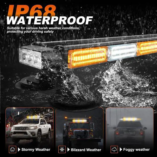 Alt view image 5 of 6 - 26inch 126 LED Emergency Rooftop Strobe Lights Bar w/Controller Double Side Warning Hazard Snow Plow Flashing Light Traffic Advisor Safety Light for Work Trucks Vehicles Tow Pickup(Amber/White)