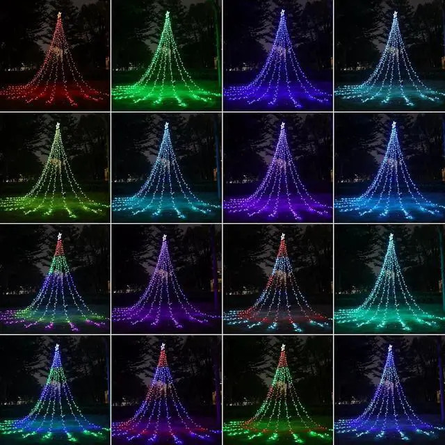 Alt view image 6 of 6 - Christmas Lights Outdoor with Remote -16.7Ft 504 LED Waterfall Tree Decoration Lights RGB Star String Lights for Tree Yard Exterior Wall Housetop Window Holiday Decor