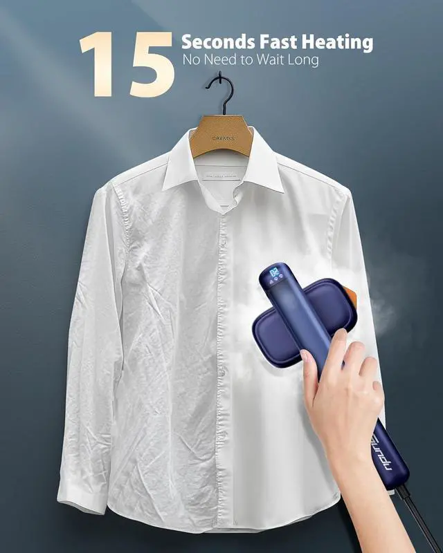 Alt view image 2 of 7 - Travel Steamer for Clothes, Adaptive Voltage 100-240V Portable Handheld Garment Steamer, 15s Fast Heat up, Steamer  Iron 2 In 1, Horizontal Vertical Steaming, Ceramic Heat Panel Global Applicability