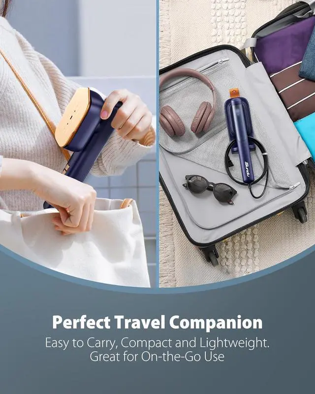 Alt view image 5 of 7 - Travel Steamer for Clothes, Adaptive Voltage 100-240V Portable Handheld Garment Steamer, 15s Fast Heat up, Steamer  Iron 2 In 1, Horizontal Vertical Steaming, Ceramic Heat Panel Global Applicability