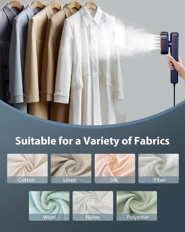 Alt view image 6 of 7 - Travel Steamer for Clothes, Adaptive Voltage 100-240V Portable Handheld Garment Steamer, 15s Fast Heat up, Steamer  Iron 2 In 1, Horizontal Vertical Steaming, Ceramic Heat Panel Global Applicability