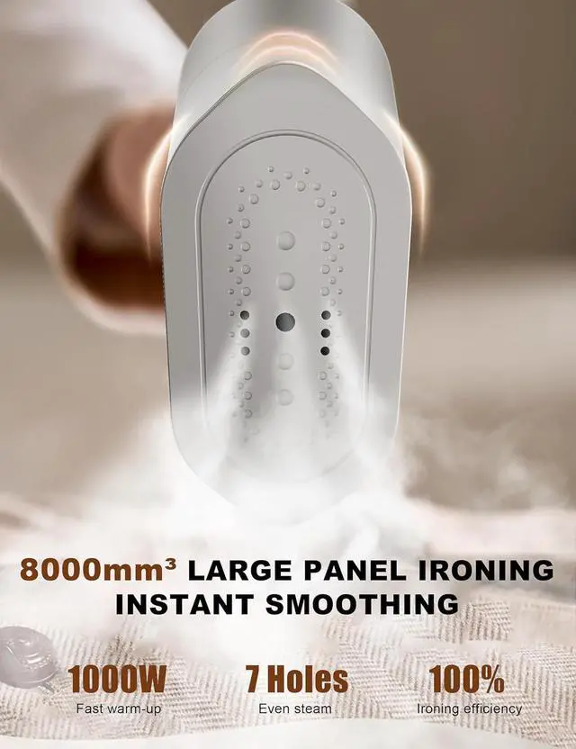 Alt view image 2 of 7 - Steamer for Clothes,2-in-1 Clothes Steamer & Iron for Wrinkles Remover,NTC Precision Ironing Protects Clothes,14 Min of Continuous Steam,1000W Travel Steamer for Travel and Home Use,Grey