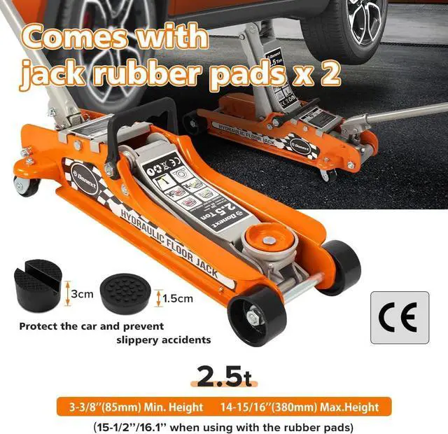 Alt view image 2 of 7 - 2.5 Ton Steel Floor Jack, Low Profile Hydraulic Racing Floor Jack, Heavy-Duty Racing Floor Jack with Single Piston Lift Pump, Lifting Range 3-3/8" - 14-15/16"