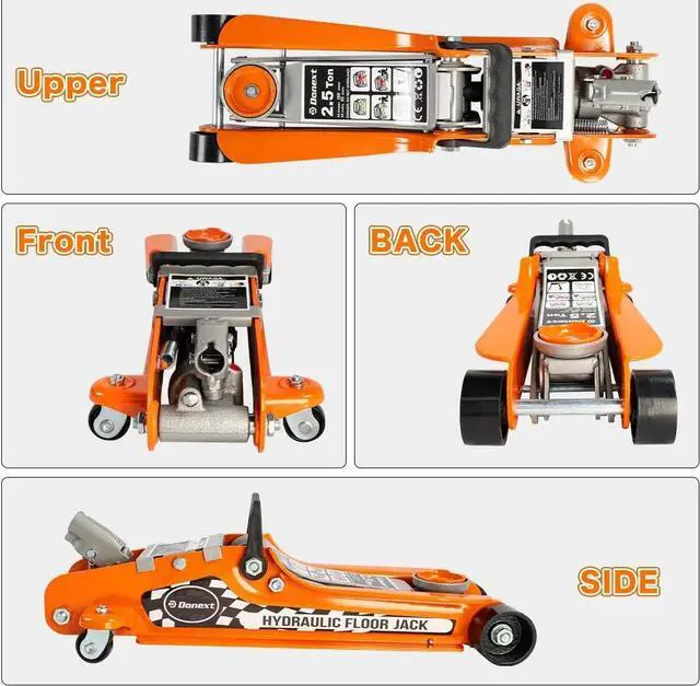 Alt view image 6 of 7 - 2.5 Ton Steel Floor Jack, Low Profile Hydraulic Racing Floor Jack, Heavy-Duty Racing Floor Jack with Single Piston Lift Pump, Lifting Range 3-3/8" - 14-15/16"
