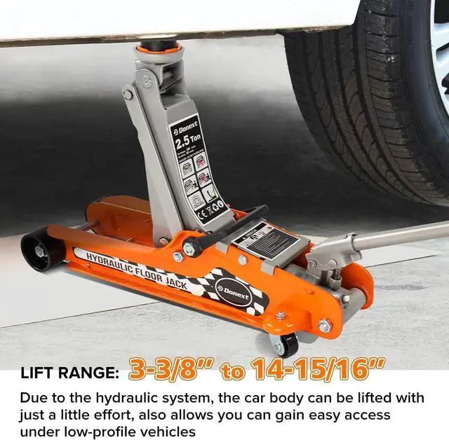 Alt view image 7 of 7 - 2.5 Ton Steel Floor Jack, Low Profile Hydraulic Racing Floor Jack, Heavy-Duty Racing Floor Jack with Single Piston Lift Pump, Lifting Range 3-3/8" - 14-15/16"