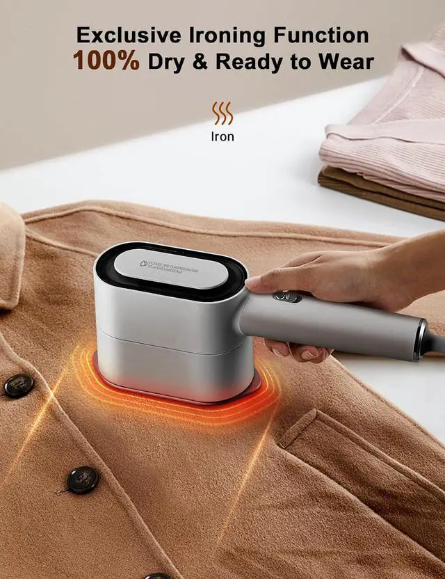 Alt view image 5 of 7 - Steamer for Clothes,2-in-1 Clothes Steamer & Iron for Wrinkles Remover,NTC Precision Ironing Protects Clothes,14 Min of Continuous Steam,1000W Travel Steamer for Travel and Home Use,Grey